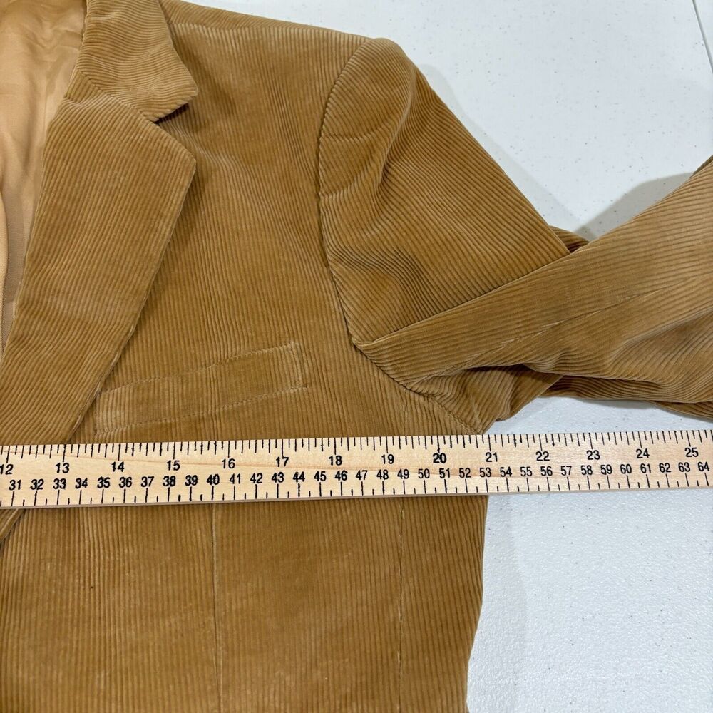 VTG Joe Namath Corduroy Blazer Men 42R 2-Button Camel Tan Classic Retro Academia - Picture 10 of 14